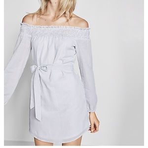 NWT striped smocked off the shoulder tunic dress